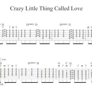 Rhythm Guitar Tablature for "Crazy Little Thing Called Love" by Queen.