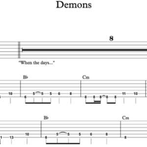 Lead Guitar Tablature for "Demons" by Imagine Dragons