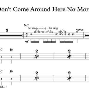Bass Guitar Tablature for "Don't Come Around Here No More" By Tom Petty