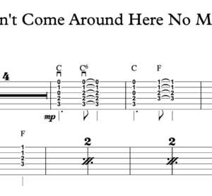 Strum Guitar Tablature for "Don't Come Around Here No More" By Tom Petty