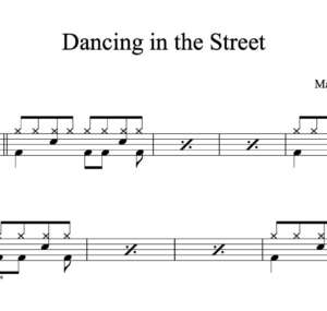 Drum Sheet Music for "Dancing in the Street" by Martha Reeves & the Vandellas