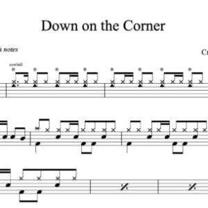 Drum Sheet Music for "Down on the Corner" by Creedence Clearwater Revival 