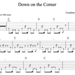 Lead Guitar Tablature for "Down on the Corner" by Creedence Clearwater Revival 