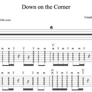 Rhythm Guitar Tablature for "Down on the Corner" by Creedence Clearwater Revival 