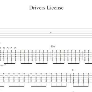 Strum Guitar Tablature for "drivers license" by Olivia Rodrigo.