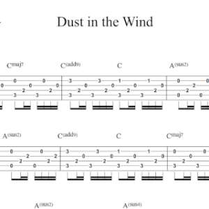 Lead Guitar Tablature for "Dust in the Wind" by Kansas.