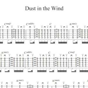 Strum Guitar Tablature for "Dust in the Wind" by Kansas.