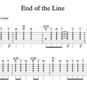 Strum Guitar Tablature for "End of the Line" by The Traveling Wilburys 