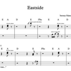 Keyboard Sheet Music for "Eastside" by benny blanco & Halsey & Khalid