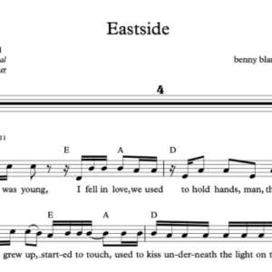 Melody Sheet Music for "Eastside" by benny blanco & Halsey & Khalid