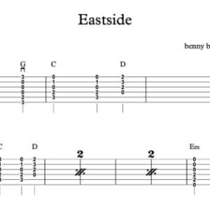 Strum Guitar Tablature for "Eastside" by benny blanco & Halsey & Khalid