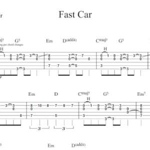 Lead Guitar Tablature for "Fast Car" by Tracy Chapman.