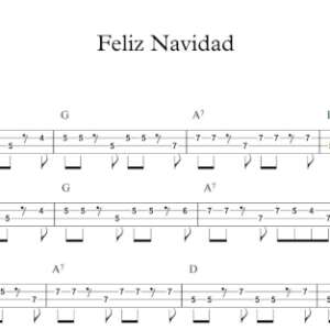 Bass Guitar Tablature for "Feliz Navidad" by Jose Feliciano.