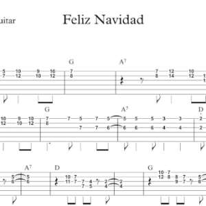Lead Guitar Tablature for "Feliz Navidad" by Jose Feliciano.