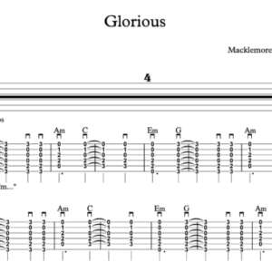 Strum Guitar Tablature for "Glorious" by Macklemore (feat. Skylar Grey)