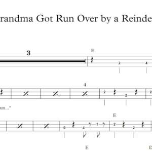 Bass Guitar Tablature for "Grandma Got Run Over by a Reindeer" by Dr. Elmo.