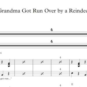 Keyboard Sheet Music for "Grandma Got Run Over by a Reindeer" by Dr. Elmo.