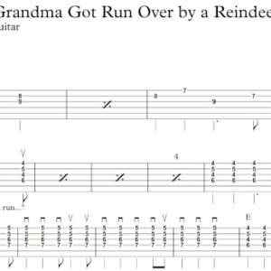 Lead Guitar Tablature for "Grandma Got Run Over by a Reindeer" by Dr. Elmo.