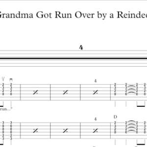 Strum Guitar Tablature for "Grandma Got Run Over by a Reindeer" by Dr. Elmo.