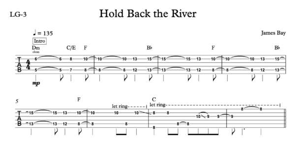 Lead Guitar Tablature for "Hold Back the River" by James Bay
