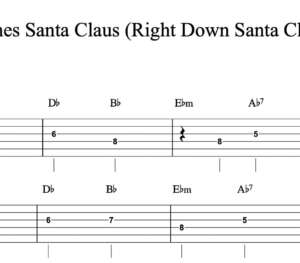 Lead Guitar Tablature for "Here Comes Santa Claus (Right Down Santa Claus Lane)" by Gene Autry
