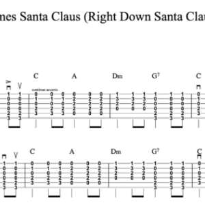 Strum Guitar Tablature for "Here Comes Santa Claus (Right Down Santa Claus Lane)" by Gene Autry