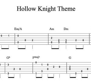 Lead Guitar Tablature for "Hallow Knight Theme" by Christopher Larkin