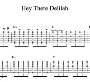 Strum Guitar Tablature for "Hey There Delilah" by Plain White T's