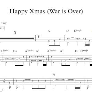 Bass Guitar Tablature for "Happy Xmas (War is Over)" by John Lennon.
