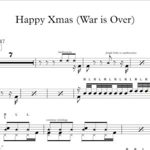 Drum Sheet Music for "Happy Xmas (War is Over)" by John Lennon.