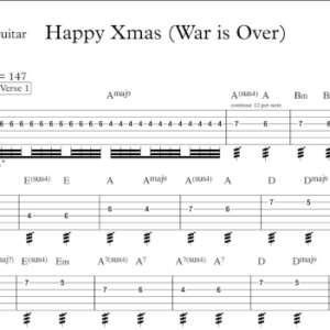 Lead Guitar Tablature for "Happy Xmas (War is Over)" by John Lennon.