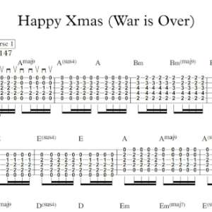 Strum Guitar Tablature for "Happy Xmas (War is Over)" by John Lennon.