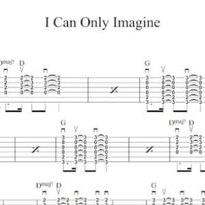 Strum Guitar Tablature for "I Can Only Imagine" by MercyMe.