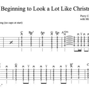 Strum Guitar Tablature for "It's Beginning to Look a Lot Like Christmas