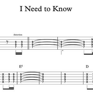 Rhythm Guitar Tablature for "I Need to Know" by Tom Petty