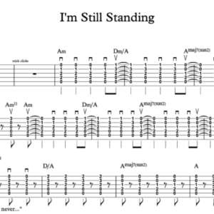 Strum Guitar Tablature for "I'm Still Standing" by Taron Egerton