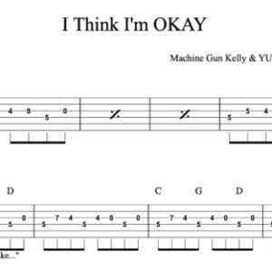 Lead Guitar Tablature for "I Think I'm OKAY" by Machine Gun Kelly