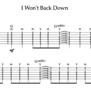 Strum Guitar Tablature for "I Won't Back Down" by Johnny Cash