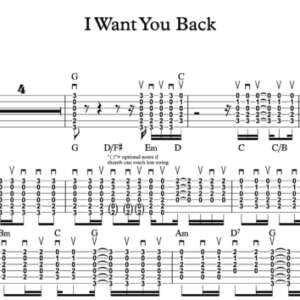 Strum Guitar Tablature for "I Want You Back" by Jackson 5
