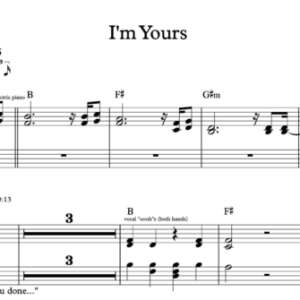 Keyboard Sheet Music for "I'm Yours" by Jason Marz