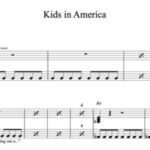 Keyboard Sheet Music for "Kids in America" by Foo Fighters