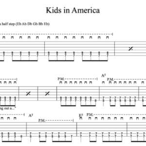 Rhythm Guitar Tablature for "Kids in America" by Foo Fighters