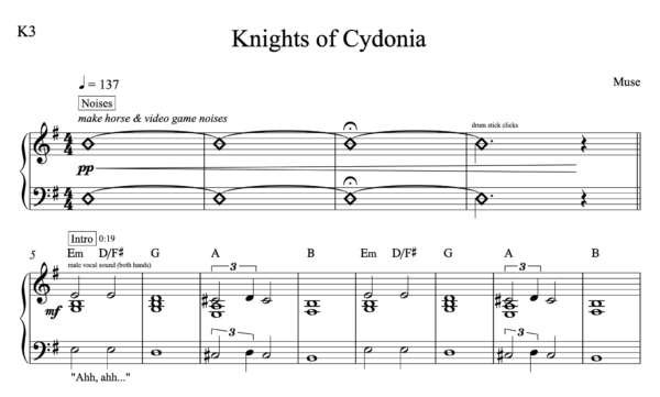 Knights of Cydonia - Keyboard - Music by the Measures