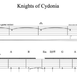 Lead Guitar Tablature for "Knights of Cydonia" by Muse