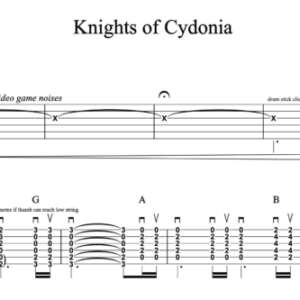 Rhythm Guitar Tablature for "Knights of Cydonia" by Muse