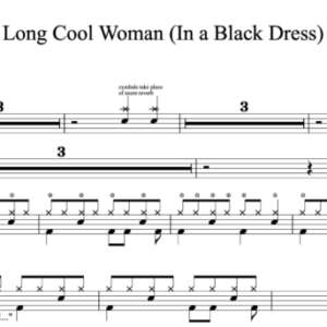 Drum Sheet Music for "Long Cool Woman (In a Black Dress)" by The Hollies
