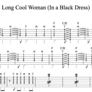 Strum Guitar Tablature for "Long Cool Woman (In a Black Dress)" by The Hollies