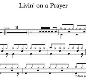 Drum Sheet Music for "Livin' on a Prayer" by Bon Jovi