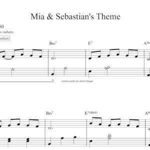 Keyboard Sheet Music for "Mia & Sebastian's Theme" by Justin Hurwitz.