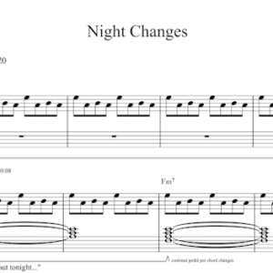 Keyboard Sheet Music for "Night Changes" by One Direction.